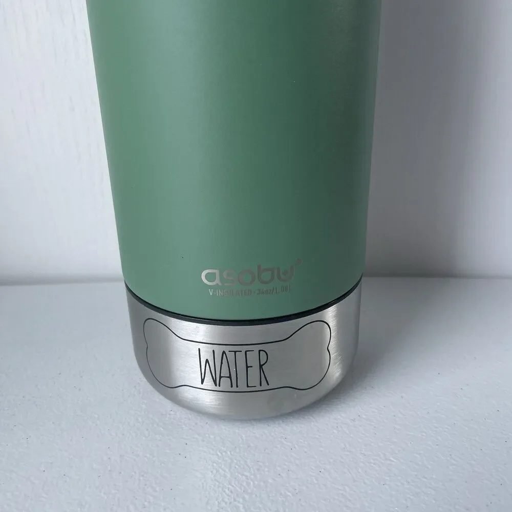 ASOBU 3-in-1 Doggy and Me Insulated Dog Water Bottle Pet Bowl Travel Green NEW